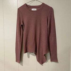 Texture & Thread Madewell Ribbed Long Sleeve Top Size Small Asymmetrical Hem Mau